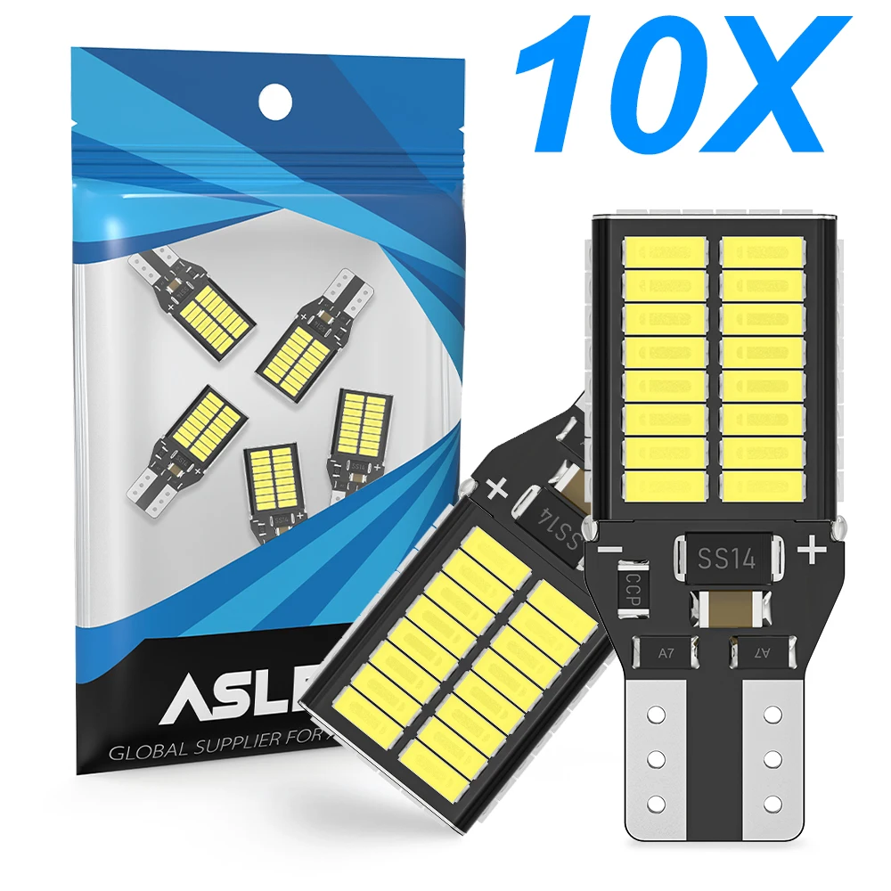 

10X New T15 906 W16W LED Backup Light Bulbs High Power 4014 54SMD Chipsets 7W 2800LM Error Free 912 921 Reverse Lights 6000K