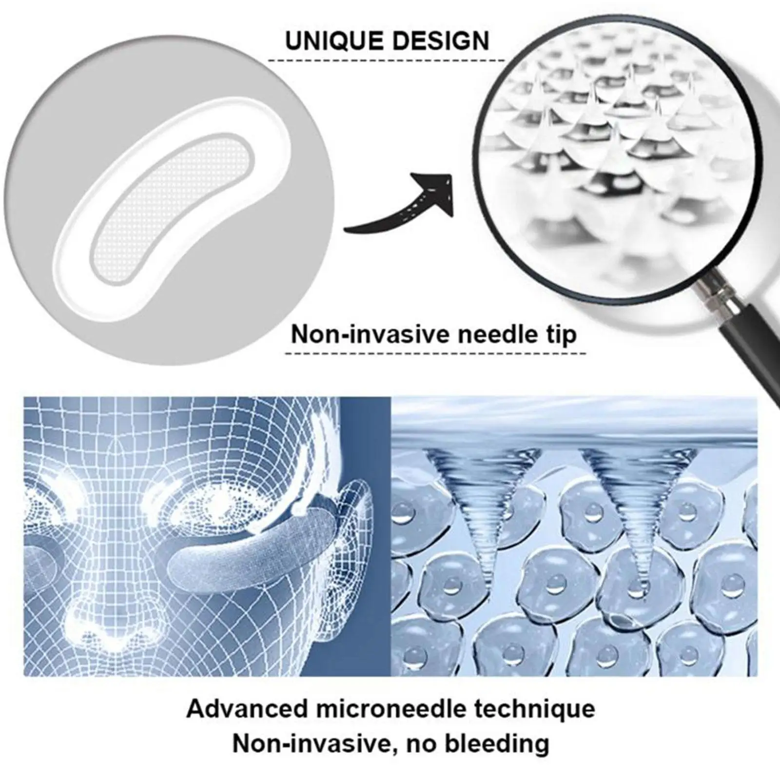 Microneedle Eye Mask 1/3/5Pairs 2200 Nano Soluble Applied Hyaluronic Acid To Improve Dark Eye Circles Care Skin Care Beauty