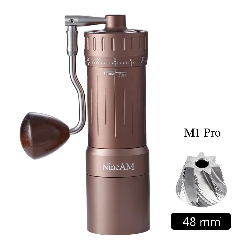 مطحنة القهوة اليدوية NineAM M1/Pro 2024 مطورة حديثًا 48 مللي متر من الفولاذ المقاوم للصدأ لدغ مخروطي مناسبة لأدوات مطبخ الإسبريسو