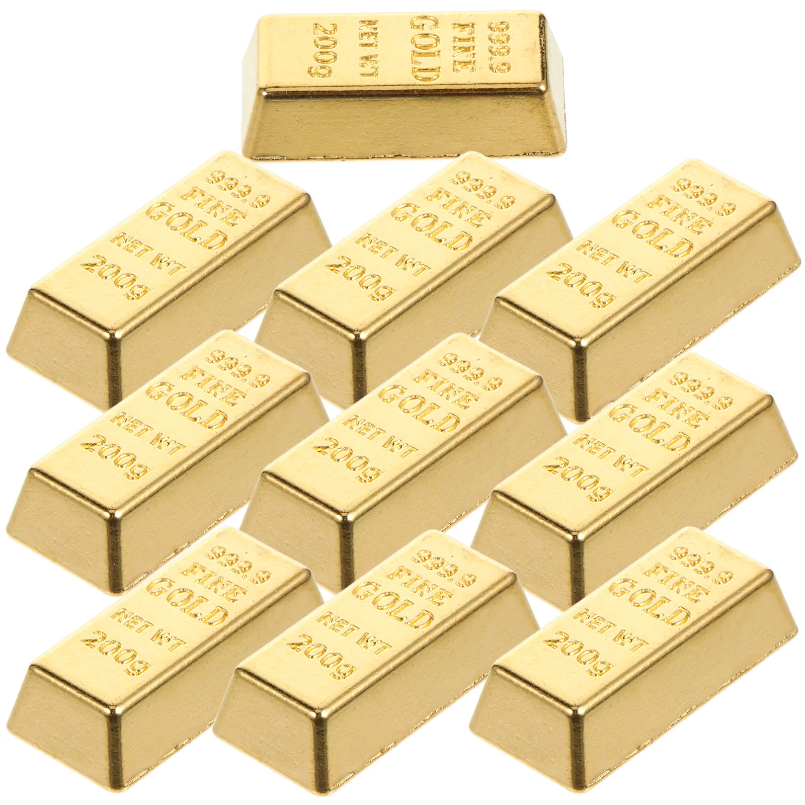 10Pcs Simulated BRIC Model House Toys Tiny Miniature Small Bullion Doll House Gold Bars Model Miniature Layout Gold Bars Hollow miniature figurines miniature ornament miniature house kit gold ingot ornament