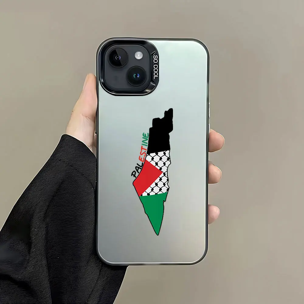 thumbnail image 1 of Funda trasera de teléfono a prueba de golpes mate caramelo para mapa de la bandera de Palestina iPhone 15 14 13 12 11 Pro Max X XR XSMAX 8 7 Plus, 1 of 4