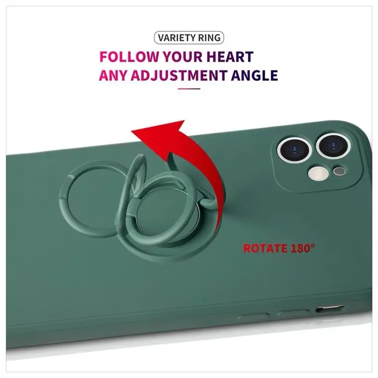 Magnetic Liquid Silicone Case with 360° Finger Ring Holder