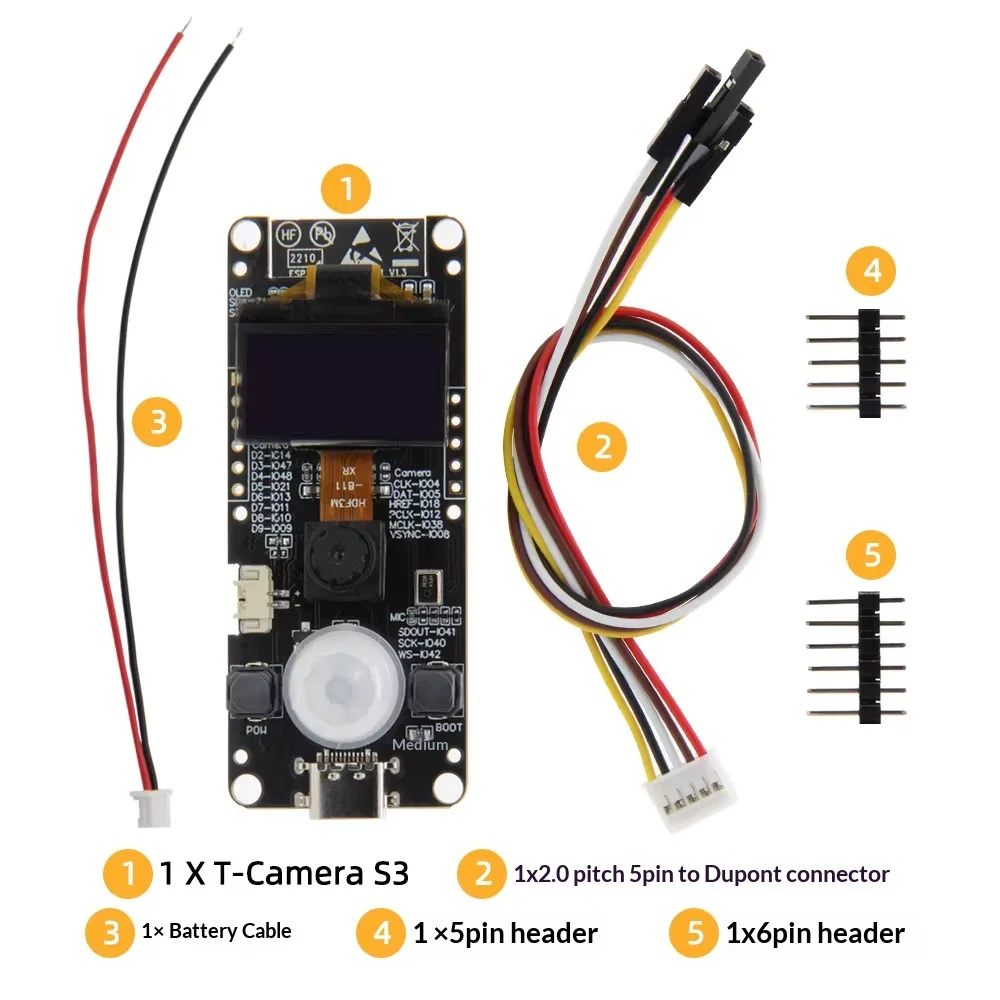 릴리고 ® T-Camera-S3 ESP32-S3 WiFi 블루투스 개발 보드 0.96인치 OLED 모듈