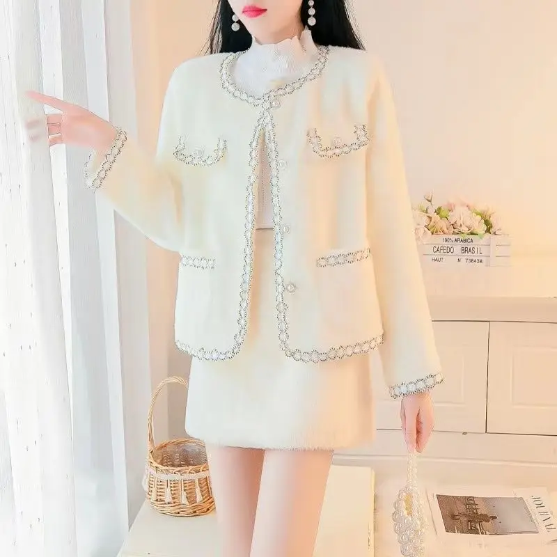 

Cardigan coat women 2023 autumn and winter new woolen coat Korean version all-match o neck long sleeve casual cardigan coat top