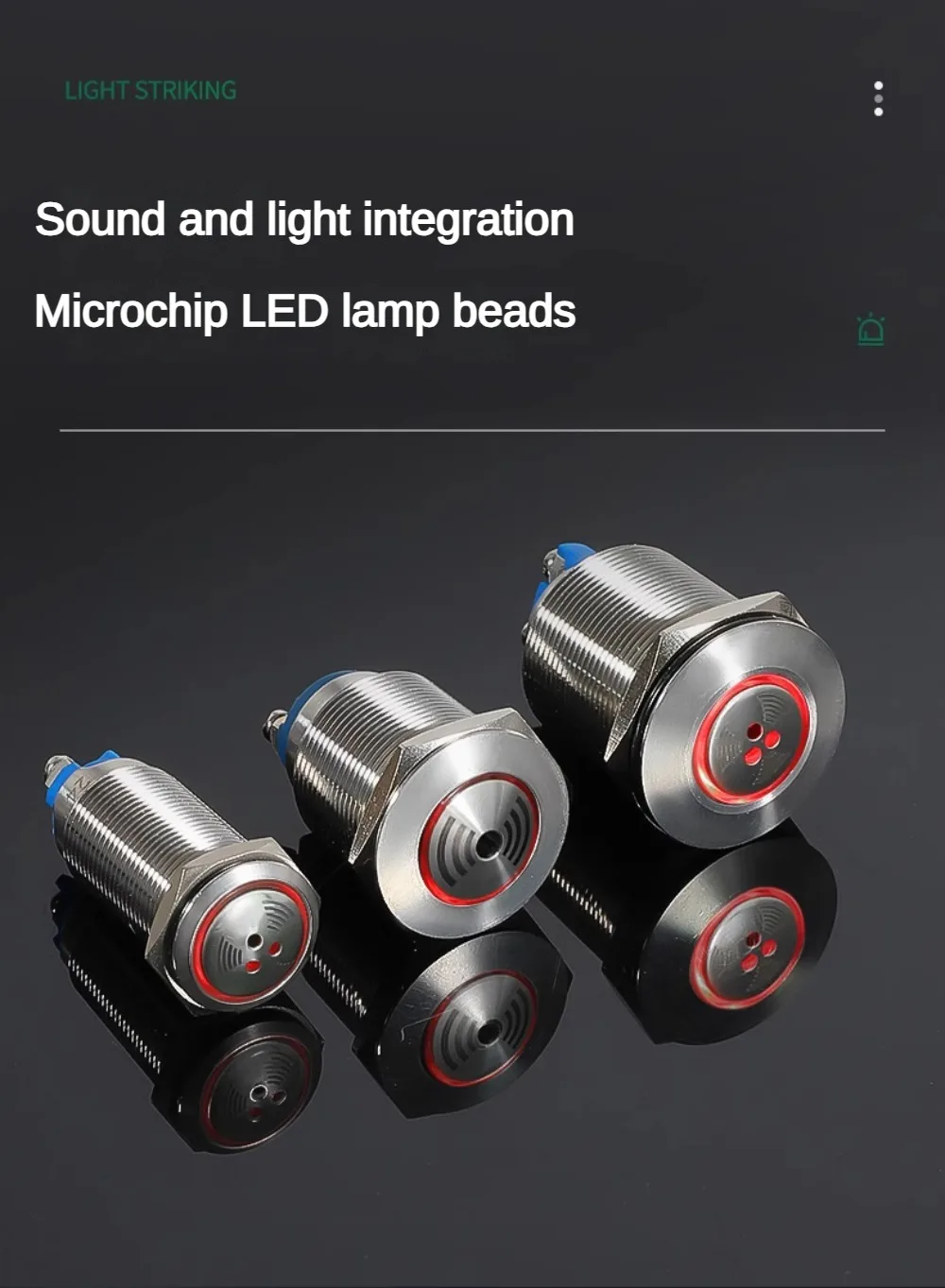 Description Picture 4 of itemMetal Buzzer 16/19/22/25mm Flash LED Alarm Indicator Light Signal Lamp Flashing Buzzer Intermittent Sound 6V 12V 24V 220V Red