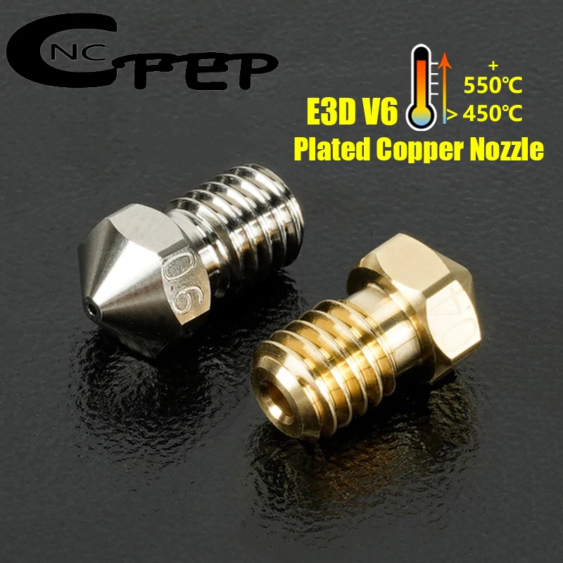 

High Quality 2pcs Brass Nozzle V6 Plated Copper Nozzle 3D Printer Parts M6 E3D V6 Nozzles For 1.75mm Filament For Ender 3 CR10