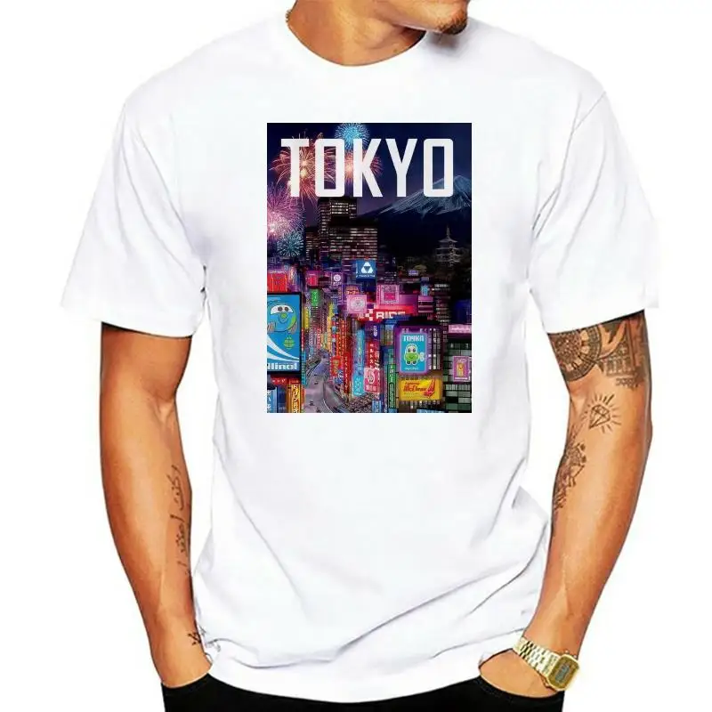 

100% Cotton T-Shirts Men Men T-Shirt Men Clothing Plus Size Tokyo Japan City T Shirt Cityscape Asia Tshirt Mens Fashion Beer