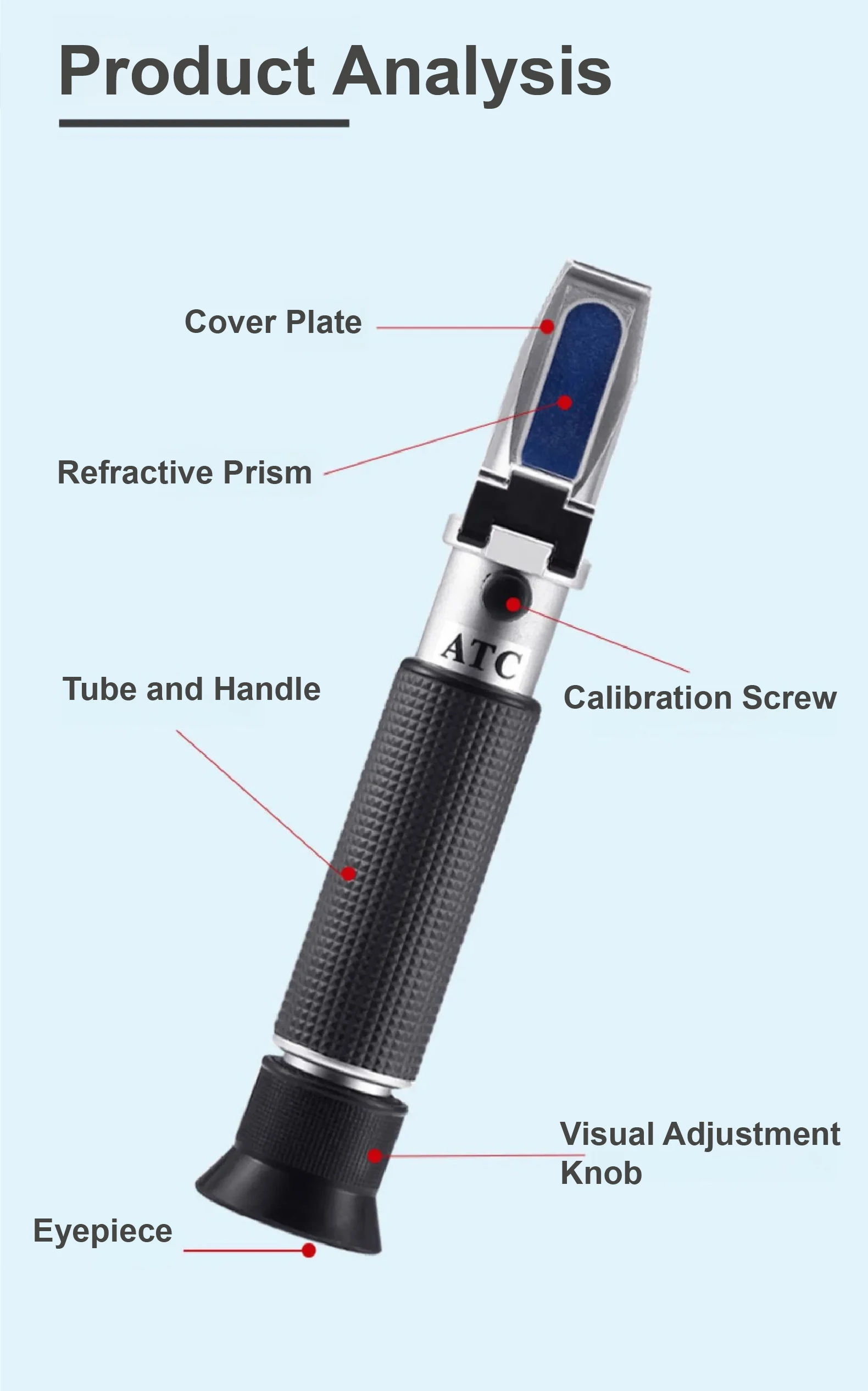 ATC Alcohol Concentration Meter Refractometer 0-80% for Spirits Wine Beer Rice W
