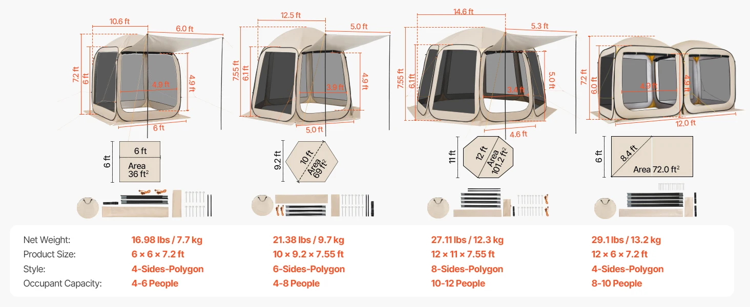 SucceBuy Screen House Tent Pop Up Screen Tent with Extended Awning Portable Screened with Carry Bag for Patio Backyard Outdoor