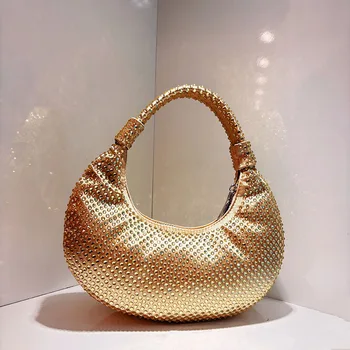 2025 Borsa da sposa grande borsa hobo oversize con strass di cristallo borsa da donna
