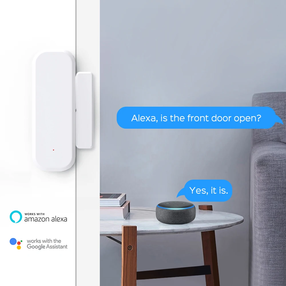 Smart WiFi Door Window Sensor - Home Security Alarm System & Open/Closed Detectors