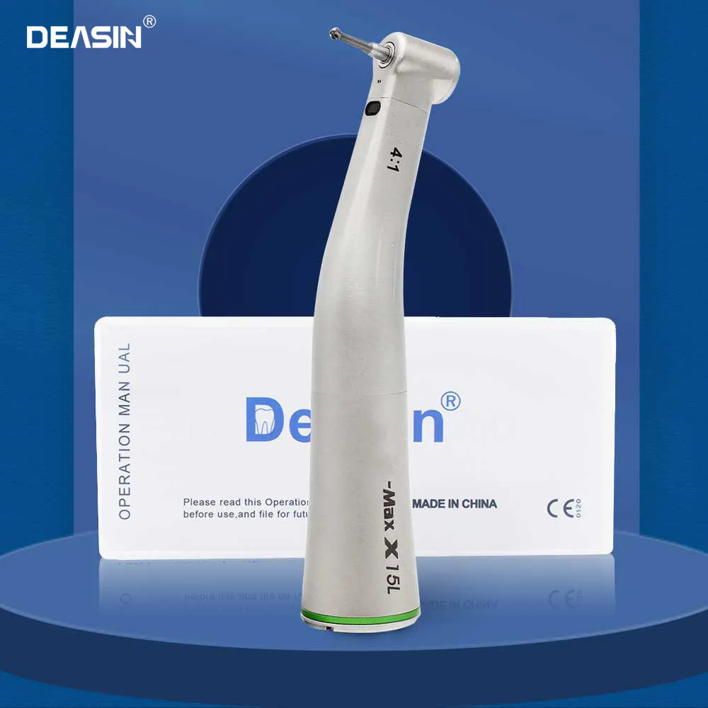 

Max X15L 4:1 green ring reduction low speed contra angle electric motor optico handpiece for dental clinic