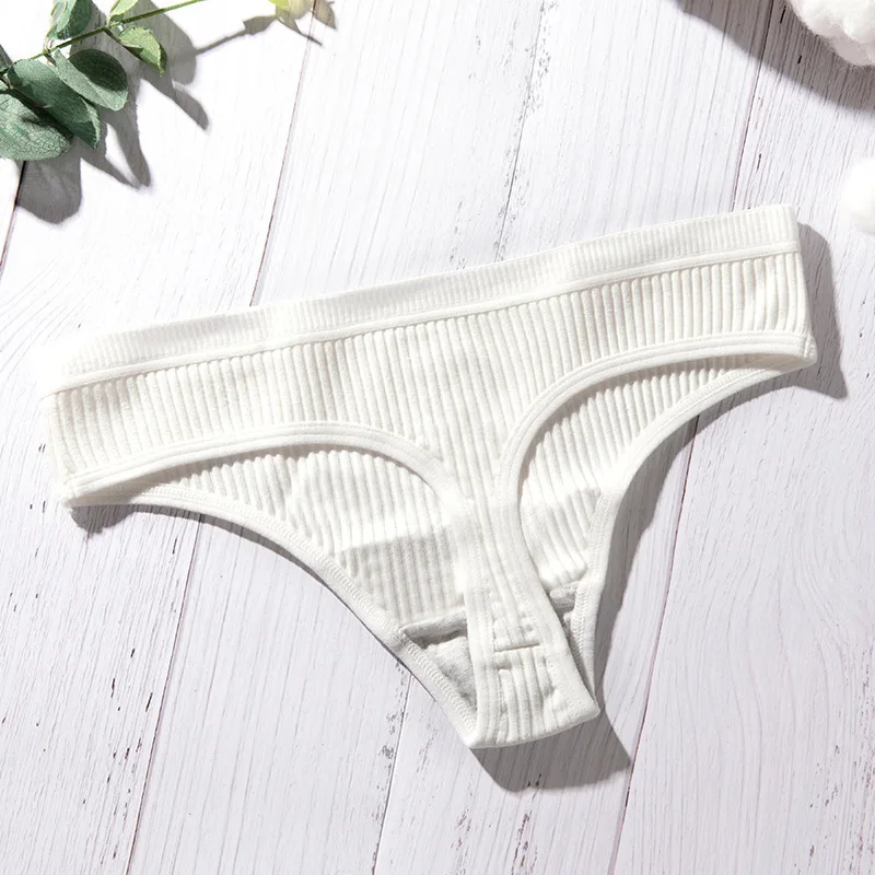 European Style Cotton Underwear Sexy Solid Panties Mid Waist