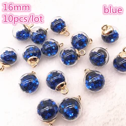 Set of 10 Vibrant Glass Star Charms - 16mm Transparent Spheres for Jewelry & Hair Accessories (10 blue)