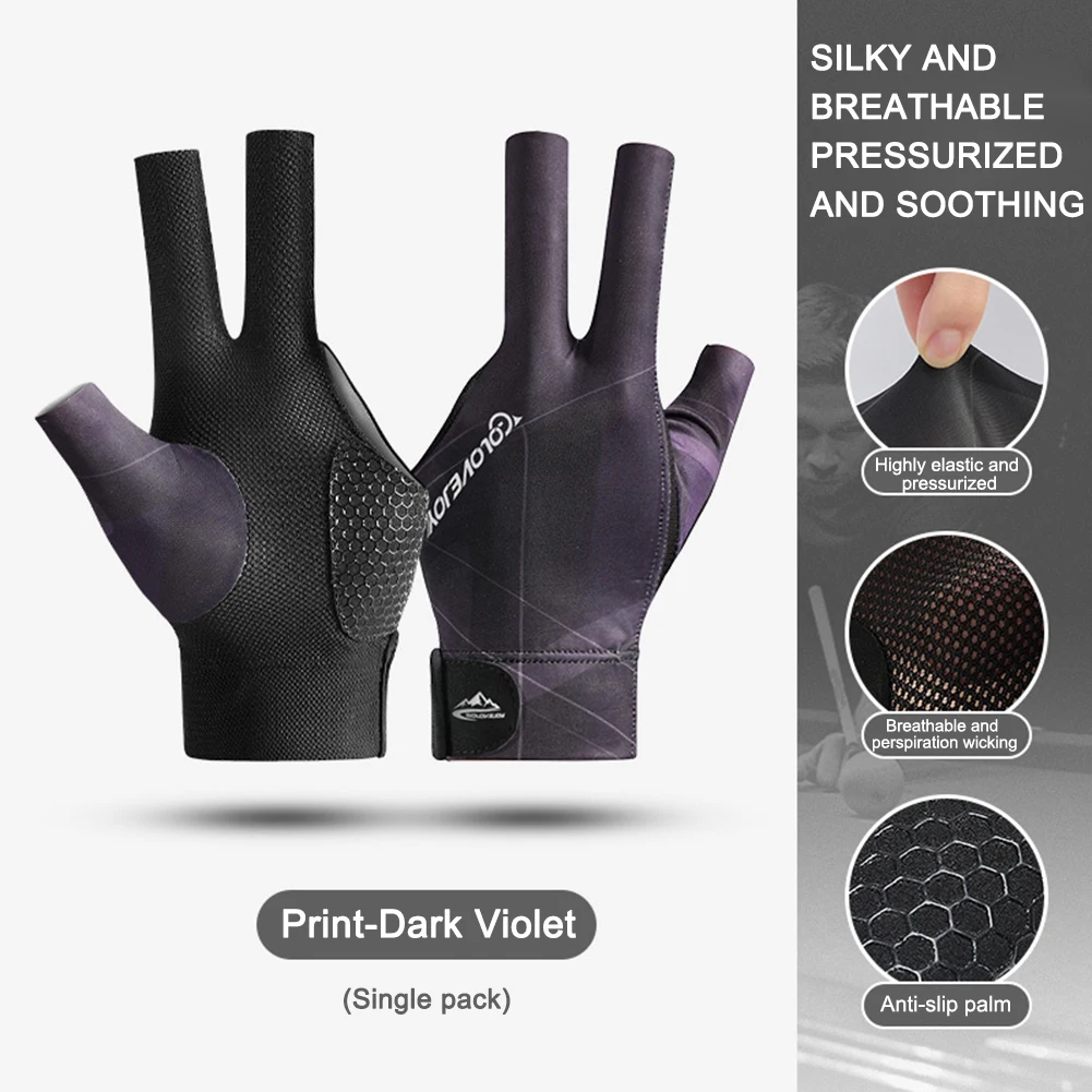 Billiard Gloves Open Finger Adjustable Sticker Polyester Snooker Pool Portable Lightweight Reusable