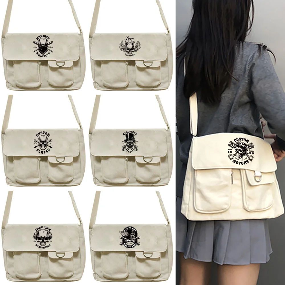 

Harajuku Men Canvas Messenger Bags for Women Crossbody Bag Girls School Book Bags Youth Canvas Handbags Shoulder Bag Sac Bolsas