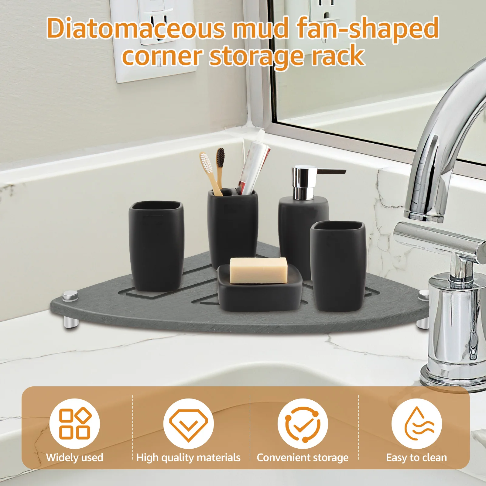 Strong Absorbent Diatomite Sink Tray Sink Caddy Organizer Instant Dry Sink Organizer Reusable Diatomite Bathroom Storage Holder 2