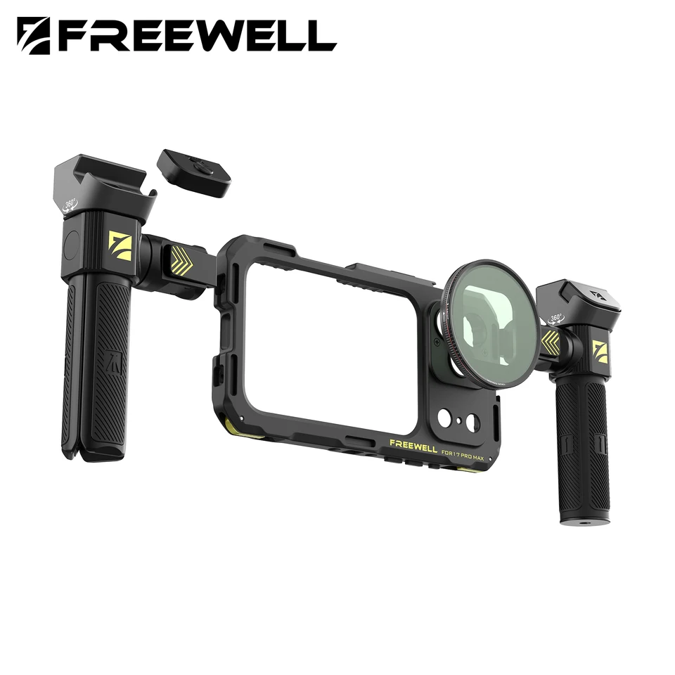 Freewell Cage Genius Rig Multifonctionnelle Sans Outil Pour Smartphone - Installation Rapide, Poignées Pour Trépied Et Monopode, Télécommande Bluetooth Pour IPhone 15 Pro Max - 5