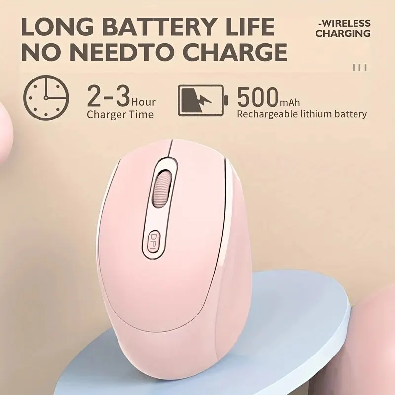 Wireless Mouse 2.4G Rechargeable Dual Mode Wireless BT Mouse Bluetooth 5.2+USB Receiver Portable Silent Gaming Mouse For Laptop/Desktop/Tablet