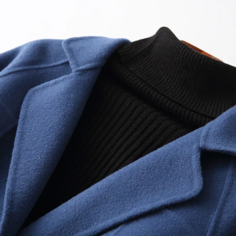 Women Double-sided Woolen Coat Medium Length Loose Off Shoulder Sleeves Long Coat Suitable for Spring Autumn Seasons Wool Coat