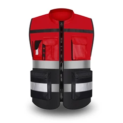Custom Reflective Safety Vest for Men with Pockets and Zipper - Two-Tone Workwear Vest (Picture style)