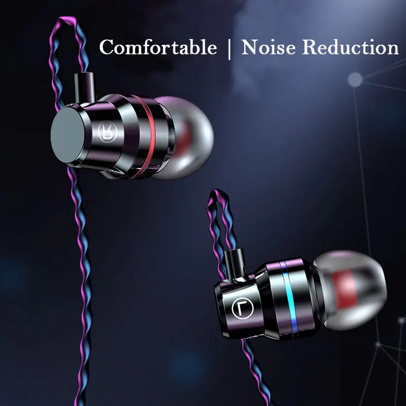 1.2M Cable 3.5mm In-Ear Wired Earphones Headset Stereo Earbuds Headphones for Huawei Xiaomi Portable High Quality Earphones