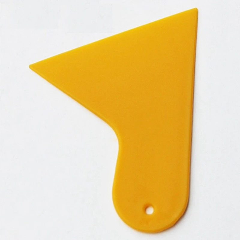 5X Plastic Yellow Auto Car Window Sticker Film Scraper Squeegee Cleaning Tool 10.5X9.5Cm