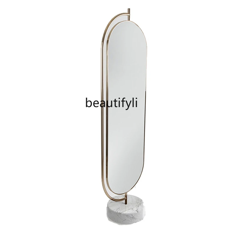 

Mid-Ancient Rotating Full-Length Mirror Light Luxury Home Bedroom Floor Mirror Mobile Fitting Mirror