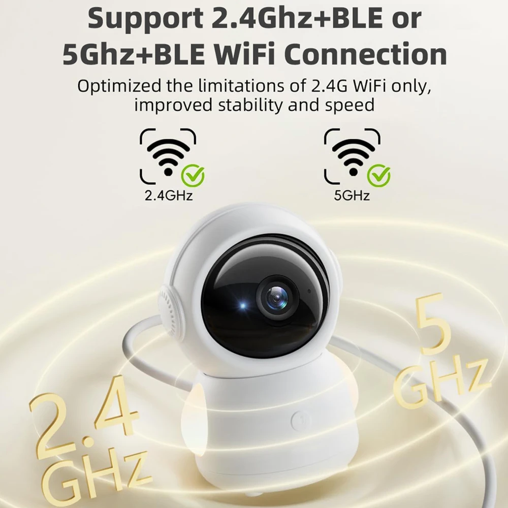 3MP 2.4G/5G WiFi Baby Monitor Cry Detection Motion Tracking Night Light ONVIF Security Protection Camera Alexa Google CloudEdge