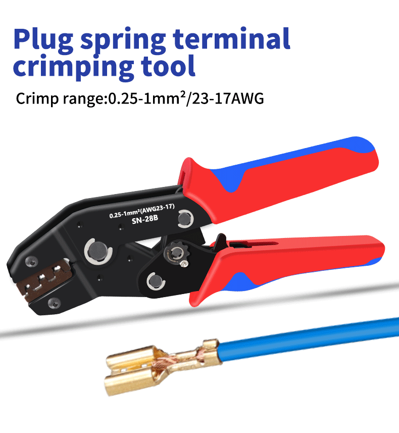 SN-28B Ratschen-Crimpwerkzeug 0,25-1,0mm² (AWG28-18) & 28B Wechselbares EDM-Schneidwerkzeug-Set für SN-Serie – Detail 1