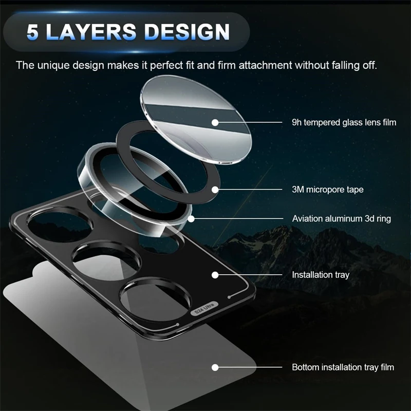 Ultra Clear Tempered Glass Camera Lens Protector with Ring Design