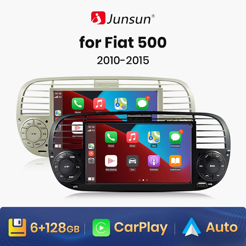 Junsun Android 12 Autoradio Per Fiat 500 Abarth 2007 -2015 Navigazione Gps Multimediale Supporto Autoradio Carplay Dab Universale 7''