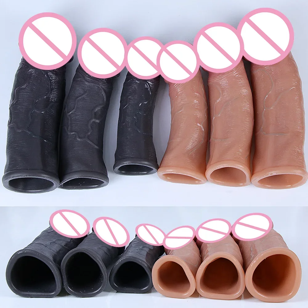 Skin Feeling Realistic Dildo Soft Silicone Material Enlarged Penis Extension Cock Adult Sex Toy Big Dick Condom Man Sexy Tool sex toys