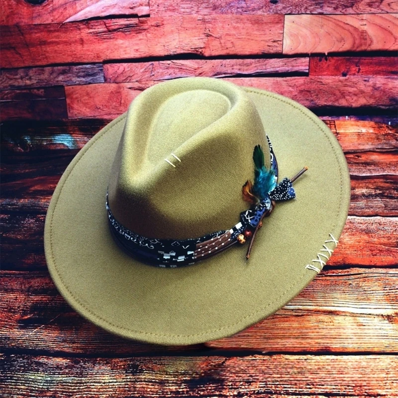 Fashion Fedoras Homburg Panama Hat Exotic Maillard for Women Men Photo Props Western for Men Women Unisex Wear Headwear