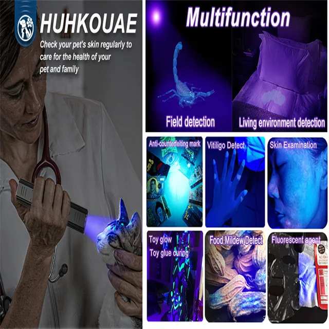 Lampada UV Ronlok Per Rilevare Tigna E Urina Animali - Luce Nera 365nm, Ricaricabile - Foto 5