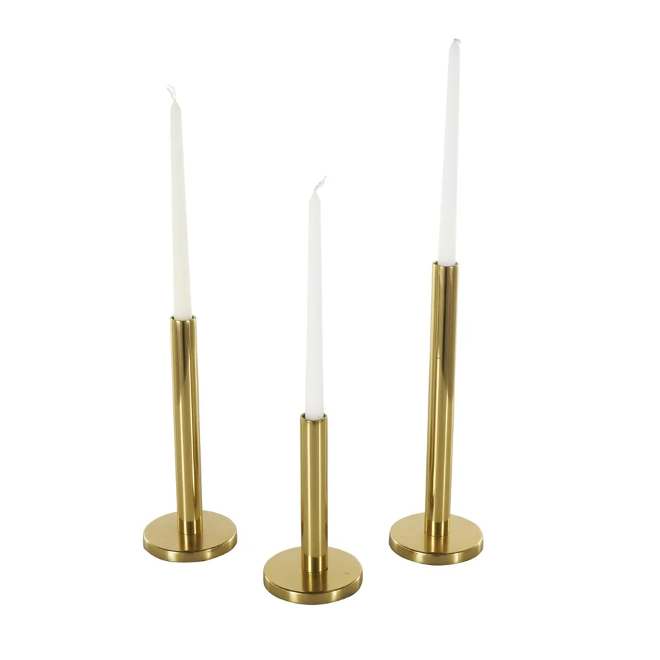 Gold Stainless Steel Minimalist Candle Holder Set