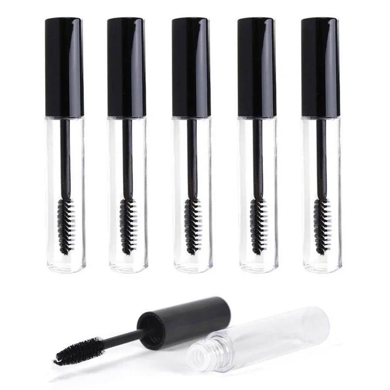 5Pcs 10ml Refillable Mascara Tubes Empty Clear Eyelash Cream Containers Travel Portable Plastic Makeup Vials With Eyelash Wand