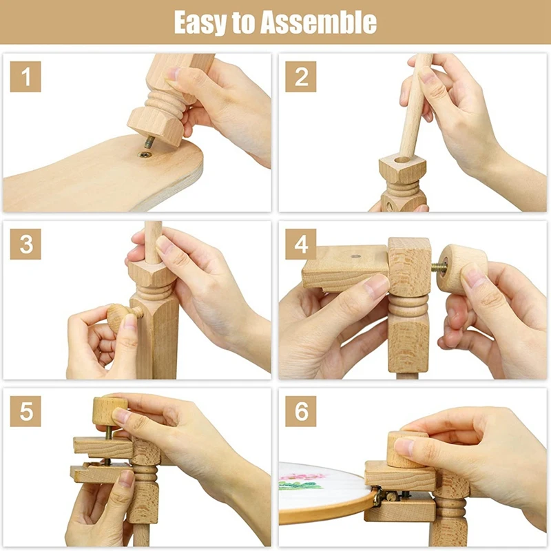 Embroidery Stand Rotated Crossstitch Stand Lap Beech Wood Embroidery Hoop Holder Hands Free Needlepoint Frame