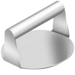 Gourmet Burger Press: Premium Stainless Steel Meat Masher & Mold (Silver Circular)