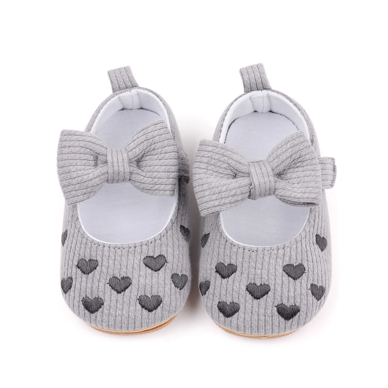 

Baby Girls Cute Mary Jane Shoes Non-Slip First Walking Shoes Heart Princess Dress Shoes Infant Crib Soft Flats with Bow