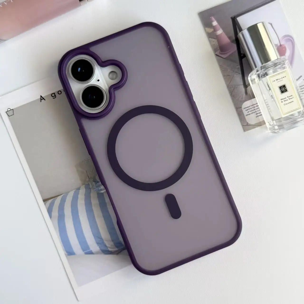Magnetic Matte Clear Shockproof Translucent Case with MagSafe Compatibility