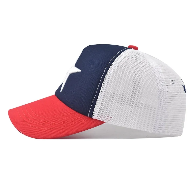 Hot Sale Unisex Adjustable Mesh Cap Casual Plain Embroidery Five-Star Cotton Baseball Cap Summer Trucker Hat for Women And Men