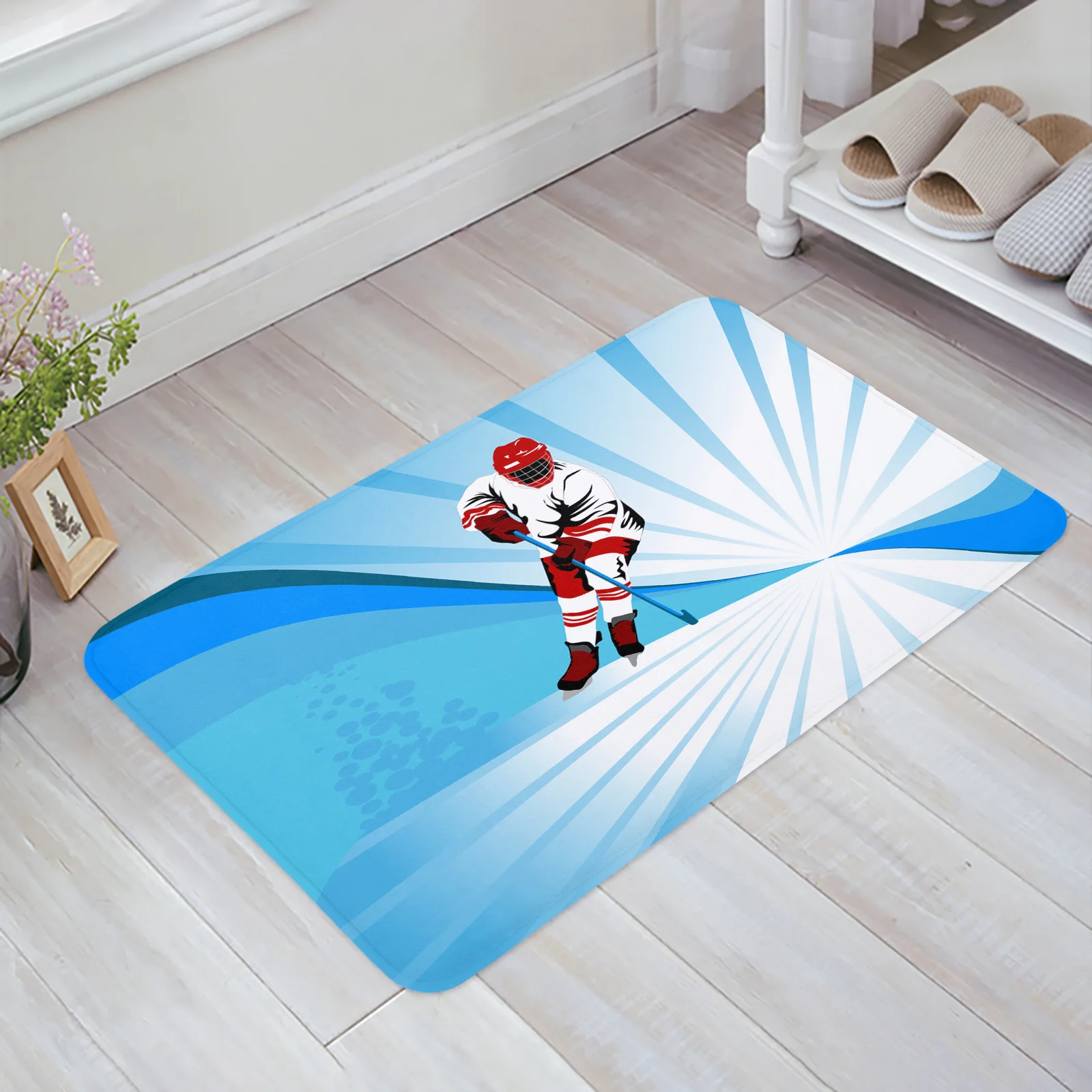 Ice Hockey Sports Floor Mat Entrance Door Mat Living Room Kitchen Rug
