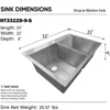 33" x 22" x 9" Drop In Double Bowl Kitchen Sink with 18 Gauge 304 Stainless Steel Satin Finish HT3322D-9-S (Sink Only) 4