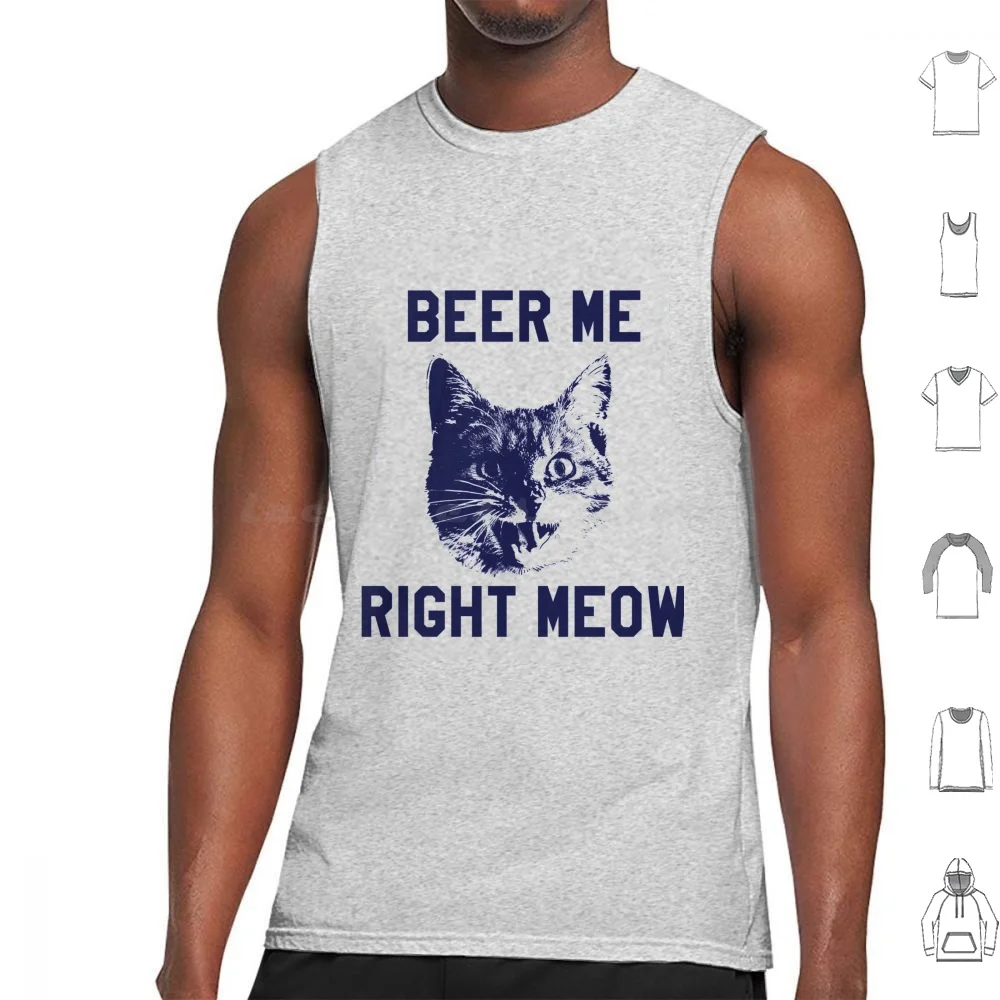 

Забавные майки с надписью «Beer Me Right Meow», жилет без рукавов, кошка, кошка, пиво, Забавный питьевой котенок, удивленный Кот