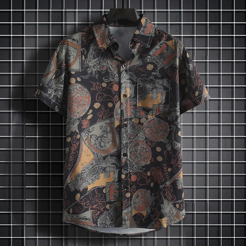 Men Relaxed Fit Shirt Tropical Style Floral Print Men's Shirt for Summer Vacation Beach Loose Fit Plus Size Single-breasted