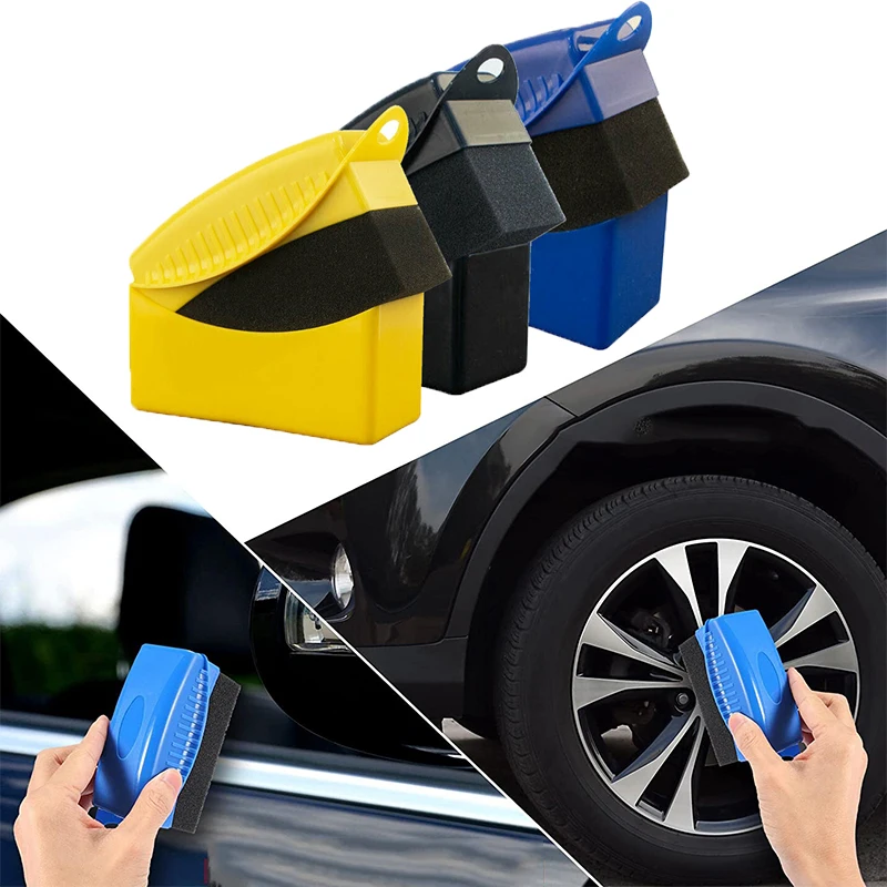 

Car Wheel Polishing Waxing Sponge Brush With Cover ABS Washing Cleaning Tire Contour Dressing Applicator Pads Accessories 1pc