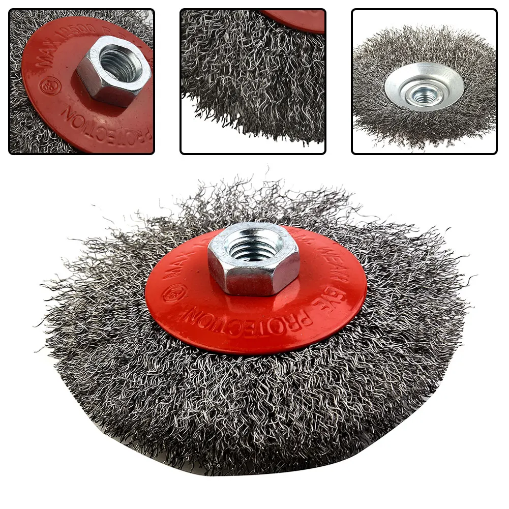 

1PC Stainless Steel Crimped Wire Brush Circle Wheel 100mm Cup Shape M14 Thread Rotary For Angle Grinder Metal Removal Rust Paint