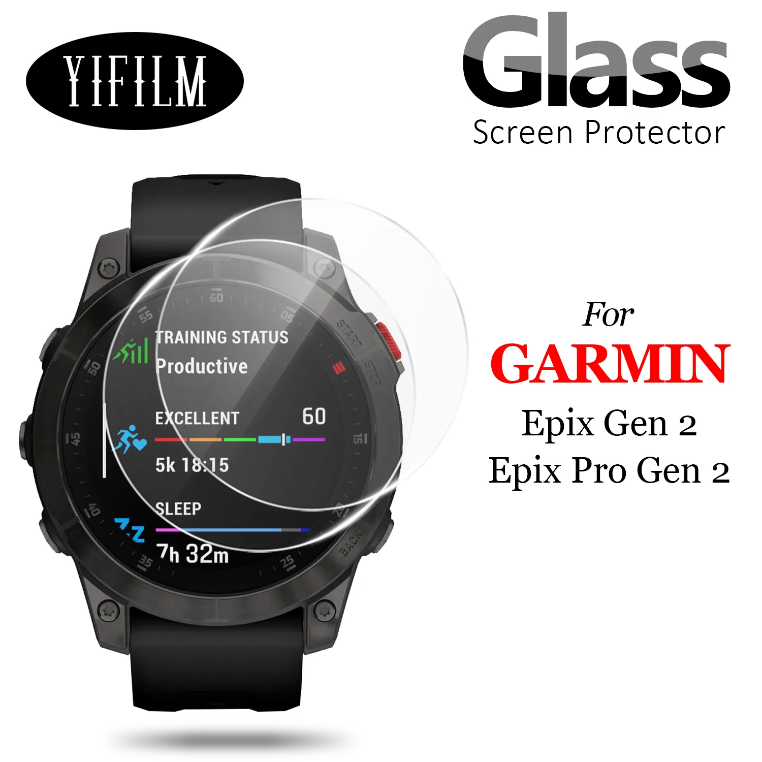 Smart Watch Tempered Glass Screen Protector, 2-Pack, Anti-Scratch Protective Film