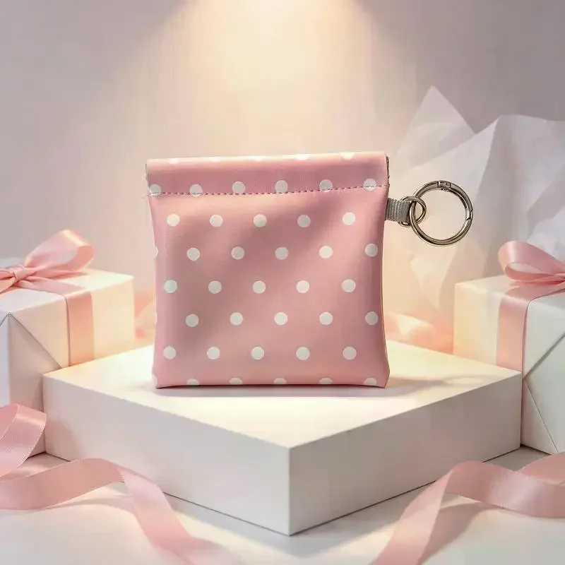 Portamonete in Pelle PU a Pois Sottile e Portatile con Portachiavi Integrato, Contiene Monete, Rossetti e Piccoli Oggetti Essenziali - immagine 5